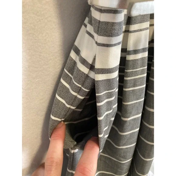 Classic Preppy Calvin Klein Women 6 Grey White Striped Belted Fit Flare Dress - Picture 5 of 12